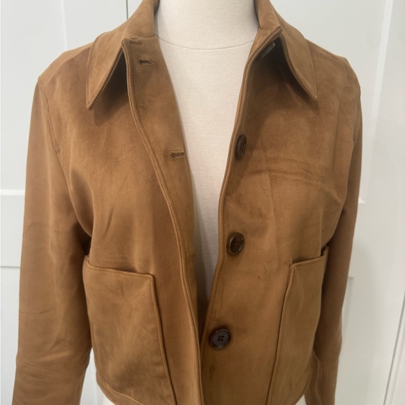 EUC Abercrombie & Fitch Vegan Suede Button-Through Jacket Size XS Brown - Picture 10 of 13